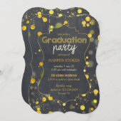 Glam Faux Gold Foil Confetti Afstudeerfeest Kaart (Voorkant / Achterkant)