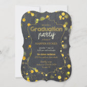 Glam Faux Gold Foil Confetti Afstudeerfeest Kaart (Voorkant)