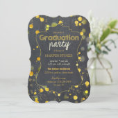 Glam Faux Gold Foil Confetti Afstudeerfeest Kaart (Staand voorkant)