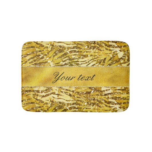 Glam Faux Gold Foil Zebra Pattern Badmat (Voorkant)