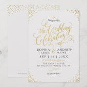 Glam faux gold glitter calligraphy vintage bruilof kaart (Voorkant / Achterkant)