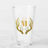 Glam Faux Gold Glitter Deer Antlers | Monogram Glas (Achterkant)