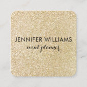 Glam Faux Gold Glitter Square Visitekaartje (Voorkant)