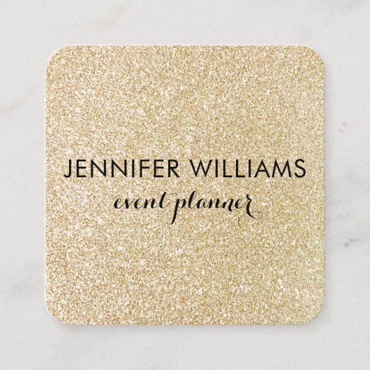 Glam Faux Gold Glitter Square Visitekaartje (Voorkant)