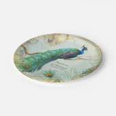 Glam Faux Gold Leaf Peacock op Tree Branch Elegant Papieren Bordje (Gekanteld)