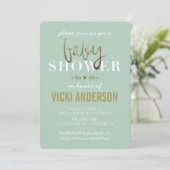 Glam Faux Gold Modern Baby Shower-uitvindingen Kaart (Staand voorkant)