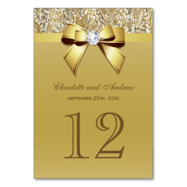 Glam Faux Gold Sequins Bow Bruiloft Kaart