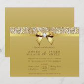 Glam Faux Gold Sequins en Bow Bruiloft Kaart (Voorkant / Achterkant)