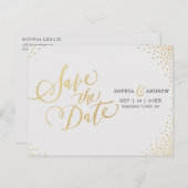 Glam faux goud glitter kalligrafie behalve datum aankondigingskaart (Voorkant / Achterkant)