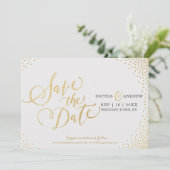 Glam faux goud glitter kalligrafie behalve datum save the date (Staand voorkant)