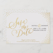 Glam faux goud glitter kalligrafie behalve datum save the date (Voorkant / Achterkant)