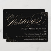 Glam Faux Goud Spikkel Calligrafie Script Bruiloft Kaart (Voorkant / Achterkant)
