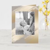 Glam Faux Gouden Abstracte Swashes op Taupe Kaart (Gele Bloem)