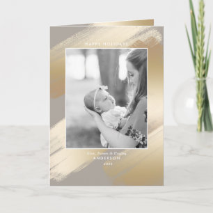 Glam Faux Gouden Abstracte Swashes op Taupe Kaart