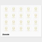 Glam Faux Gouden Folie Laurel Wreath Monogram Brui Vierkante Sticker (Vel)