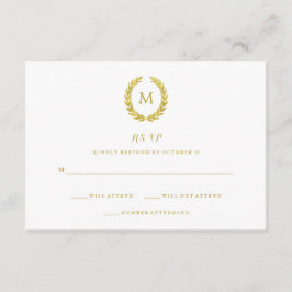 Glam Faux Gouden Folie Laurel Wreath Monogram RSVP Kaartje
