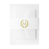 Glam Faux Gouden Folie Laurel Wreath Monogram Uitnodigingen Wikkel (Voorkant Voorbeeld)