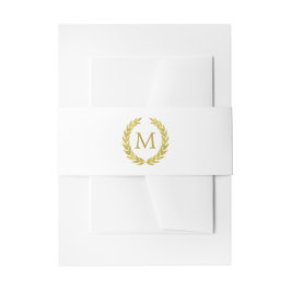 Glam Faux Gouden Folie Laurel Wreath Monogram Uitnodigingen Wikkel