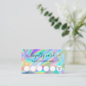 Glam Faux Holographic Beauty Salon Loyalty Card Visitekaartje (Staand voorkant)