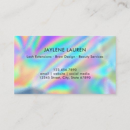 Glam Faux Holographic Beauty Salon Loyalty Card Visitekaartje (Achterkant)