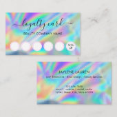 Glam Faux Holographic Beauty Salon Loyalty Card Visitekaartje (Voorkant / Achterkant)