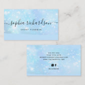 Glam Faux Iridescent Blue met Trendy Script Visitekaartje (Voorkant / Achterkant)