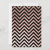 Glam Faux Roos Gold Chevron en Black Wedding Kaart (Achterkant)