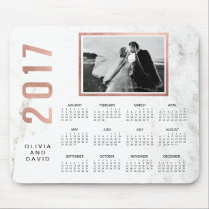 Glam Faux Roos Gold en Marble 2017 Photo Calendar Muismat