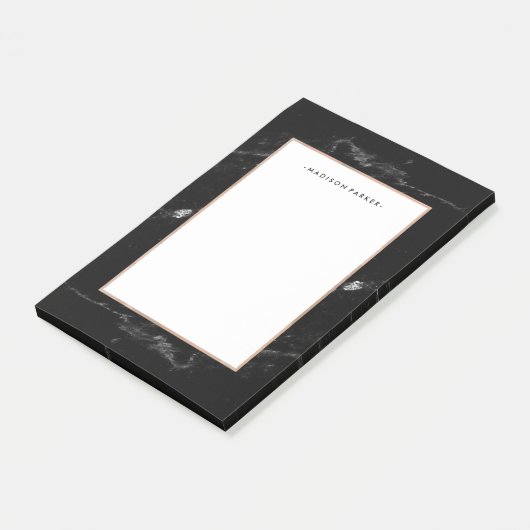 Glam Faux Roos Gold en zwarte marmer Post-it® Notes (Schuin)