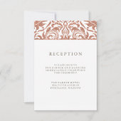 Glam Faux Roos Gold Glitter Damask Reception Kaart (Voorkant)