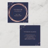 Glam Faux Roos Gold Kijk naar Midnight Blue Vierkante Visitekaartje (Voorkant / Achterkant)