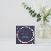 Glam Faux Roos Gold Kijk naar Midnight Blue Vierkante Visitekaartje (Staand voorkant)