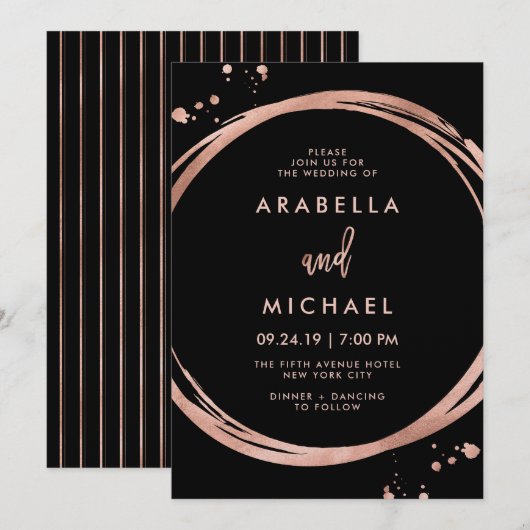 Glam Faux Roos Gold Kijk naar zwart | Weddenschap Kaart (Voorkant / Achterkant)