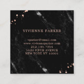 Glam Faux Roos Gold Kijk naar zwarte marmer Vierkante Visitekaartje (Achterkant)