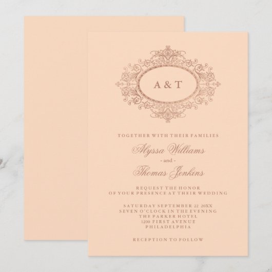 Glam Faux Roos Gold op Blush Pink Weddenschap Kaart (Voorkant / Achterkant)