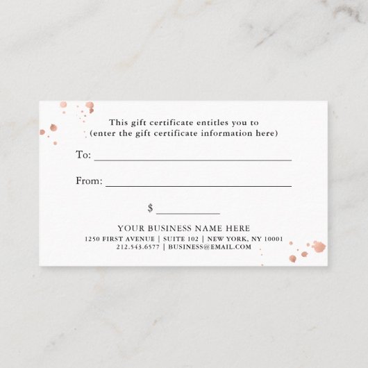 Glam Faux Roos Gold op zwart | Cadeaubon Kortingskaartje (Achterkant)