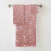 Glam Faux Roos Gold Pink Glitter Ombre Bad Handdoek (Insitu)
