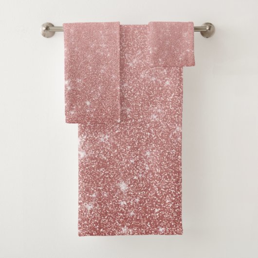 Glam Faux Roos Gold Pink Glitter Ombre Bad Handdoek (Insitu)