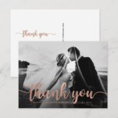 Glam Faux Roos Gold Weduwfoto Hartelijk dank Briefkaart (Voorkant / Achterkant)