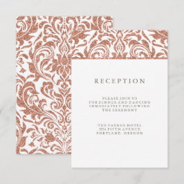 Glam Faux Rose Goud Glitter Damast Ontvangst Kaart