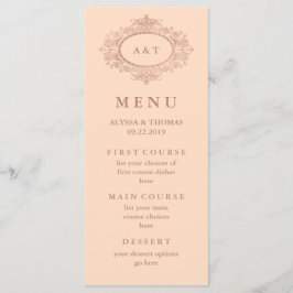 Glam Faux Rose Goud op Blush Roze Trouwmenu Menu