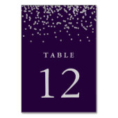 Glam Faux Silver Confetti op Deep Paarse Kaart (Voorkant)