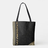 Glam faux sprankeling met zwart en goud tote bag (Achterkant)