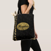 Glam faux sprankeling met zwart en goud tote bag (Dichtbij)
