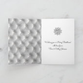 Glam Faux Velvet Grey Zilveren Kerst Feestdagen Kaart (Binnen)