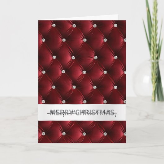 Glam Faux Velvet Red Christmas Feestdagen Kaart (Voorkant)