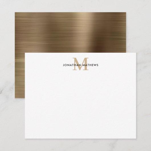 Glam Fed Metal Gold Classic Monogram Notitiekaartje (Voorkant / Achterkant)