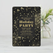 Glam-feestdag met zwarte en gouden mousserende lic kaart (Staand voorkant)