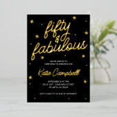 Glam Fifty and Fabulous Script 50ste verjaardag fo Folie Uitnodiging (Staand Voorkant)