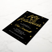 Glam Fifty and Fabulous Script 50th Birthday Foil Folie Uitnodiging (Gedraaid)